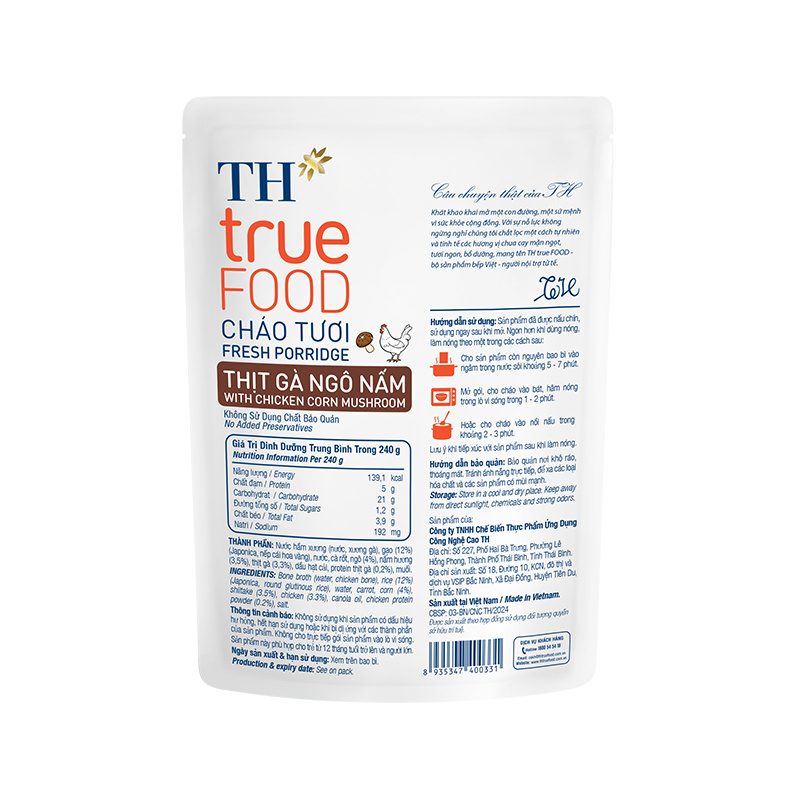 Gói Cháo Tươi Gà Ngô Nấm TH true FOOD 240 g ảnh 2
