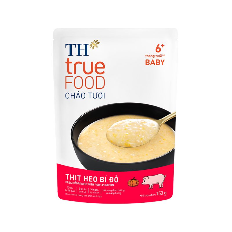 Gói Cháo Tươi Thịt Heo Bí Đỏ TH true FOOD 150 g