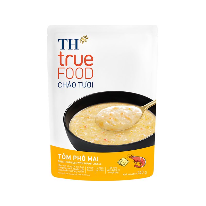 Gói Cháo Tươi Tôm Phô Mai TH true FOOD 240 g