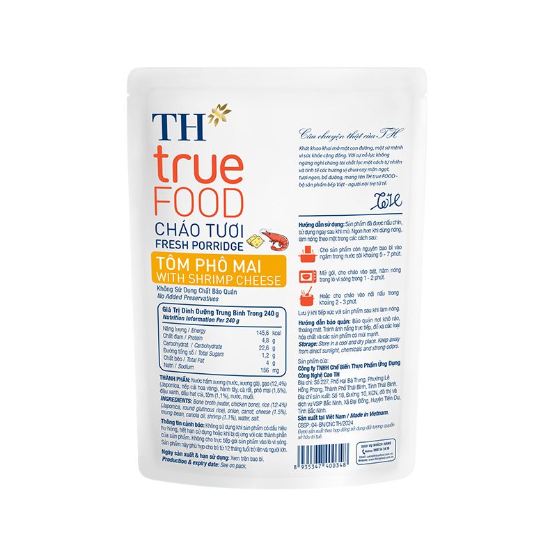 Gói Cháo Tươi Tôm Phô Mai TH true FOOD 240 g ảnh 2