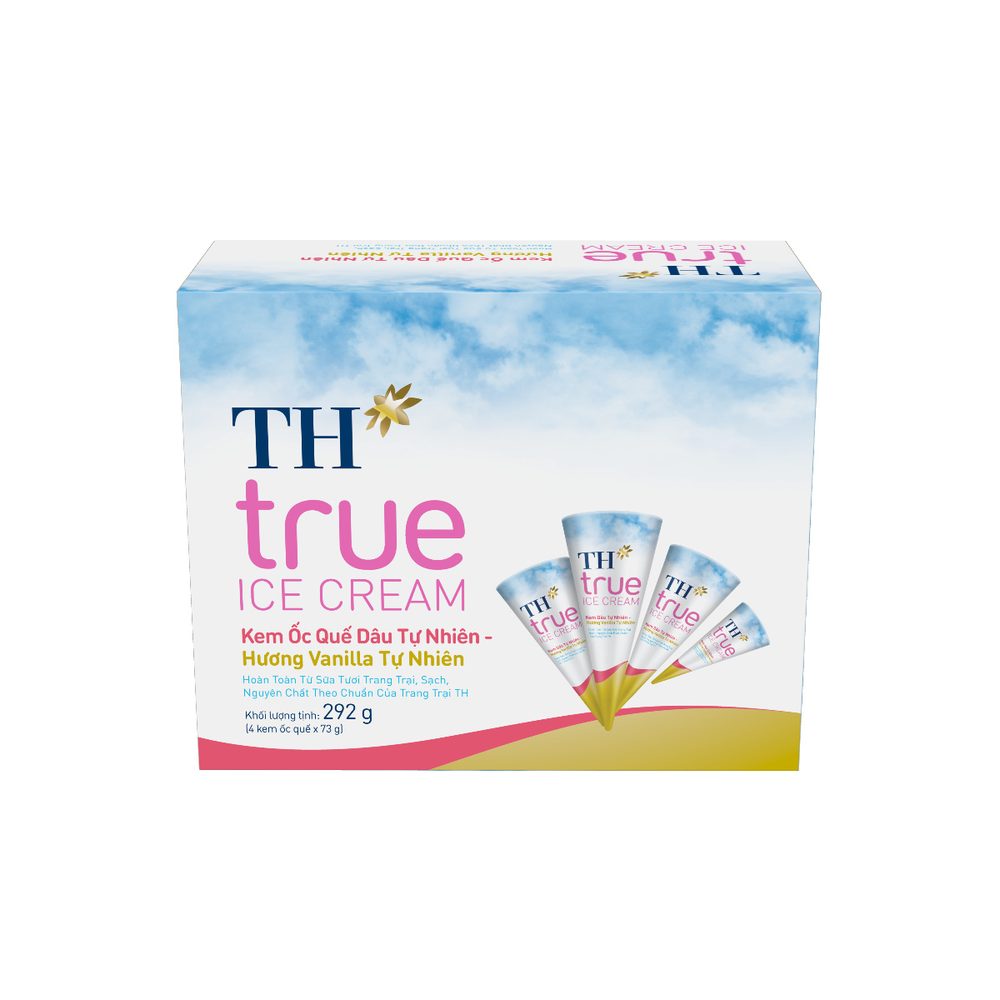 Hộp 4 Cái  Kem Ốc Quế Dâu - Vanilla Tự Nhiên 73 g ảnh 3