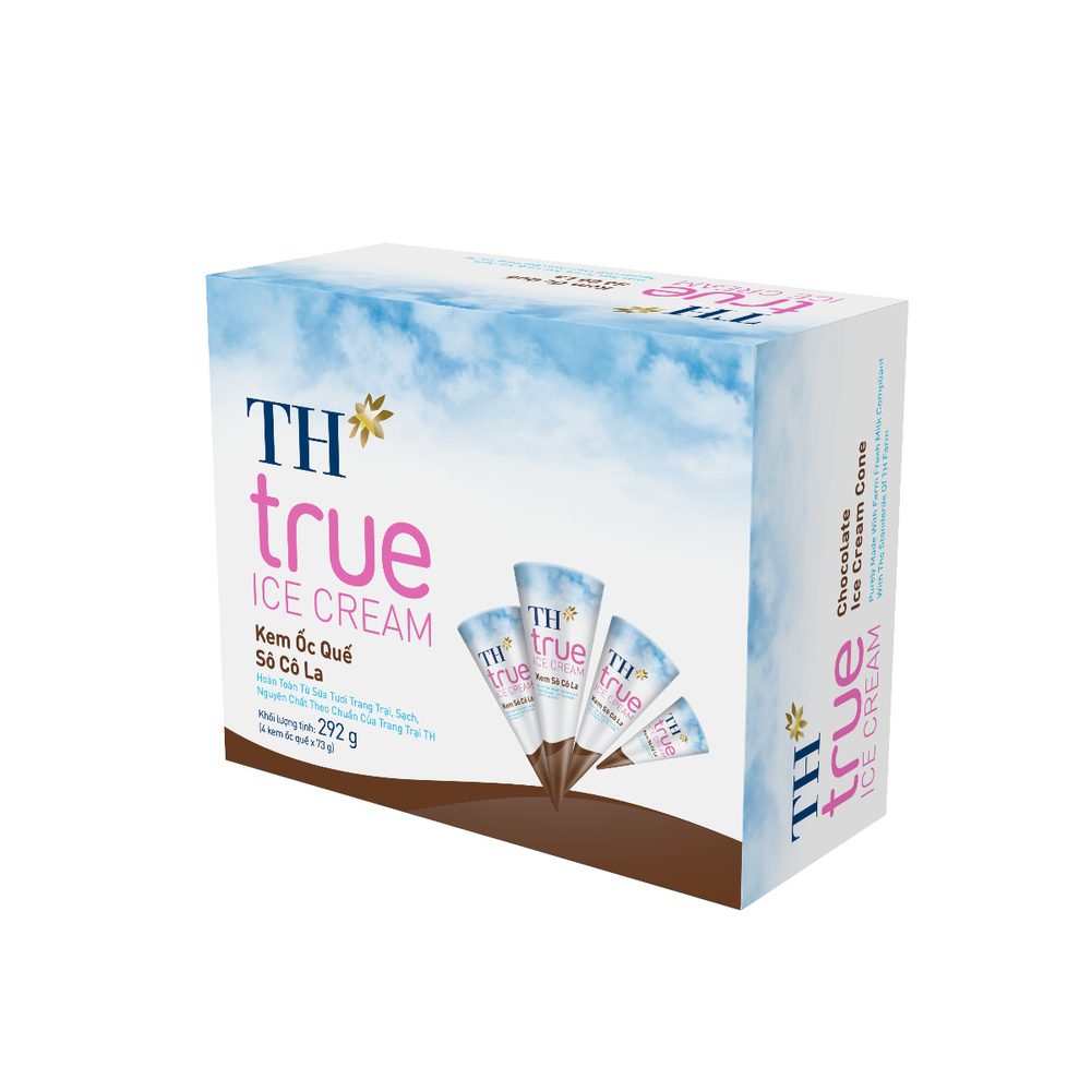 Hộp 4 Cái Kem Ốc Quế Sô Cô La TH true ICE CREAM 73 g ảnh 2
