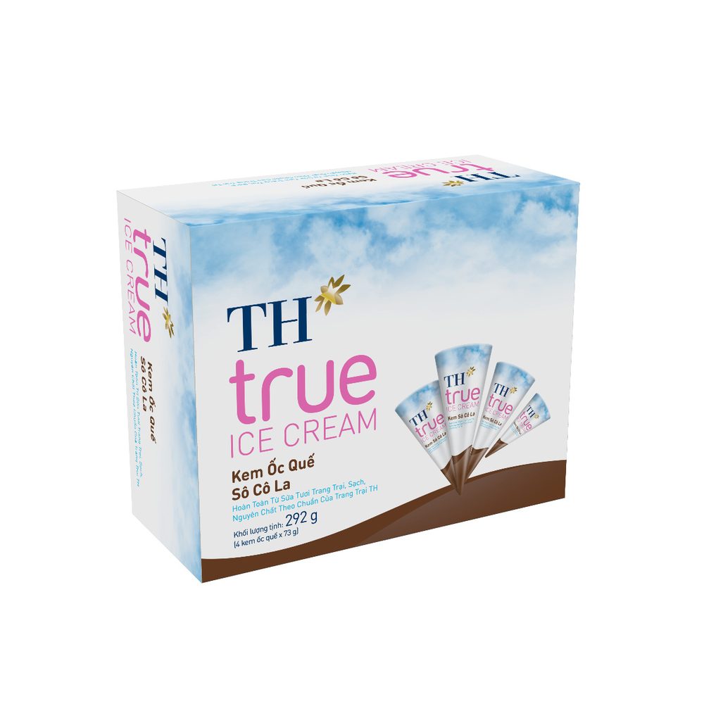Hộp 4 Cái Kem Ốc Quế Sô Cô La TH true ICE CREAM 73 g ảnh 3