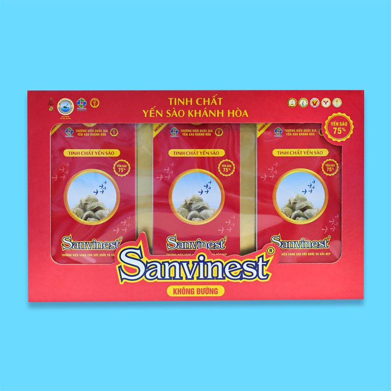 Hộp QT Tinh chất Yến sào Khánh Hòa Sanvinest không đường - 30 túi 25ml