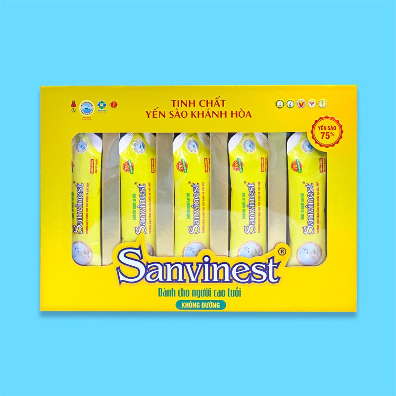 Hộp QT Tinh chất Yến sào Khánh Hòa Sanvinest không đường dành cho người cao tuổi - 20 túi 25ml