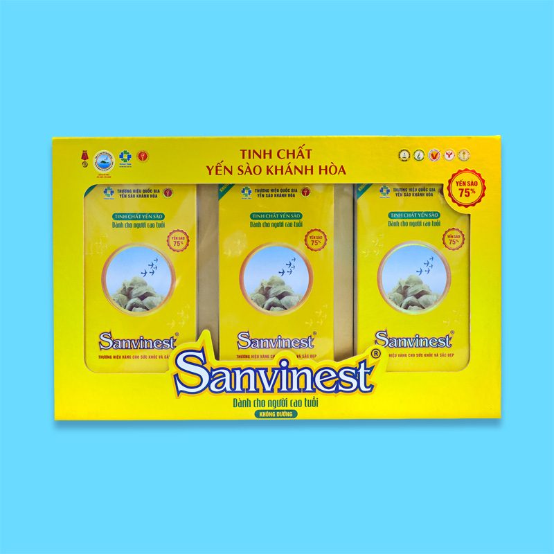 Hộp QT Tinh chất Yến sào Khánh Hòa Sanvinest không đường dành cho người cao tuổi - 30 túi 25ml