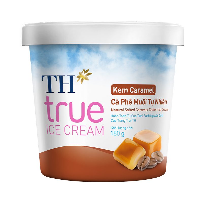 Kem Hộp Caramel Cà Phê Muối Tự Nhiên TH true ICE CREAM 180g
