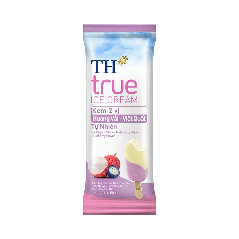 Kem Que 2 Vị Hương Vải Việt Quất Tự Nhiên TH true ICE CREAM