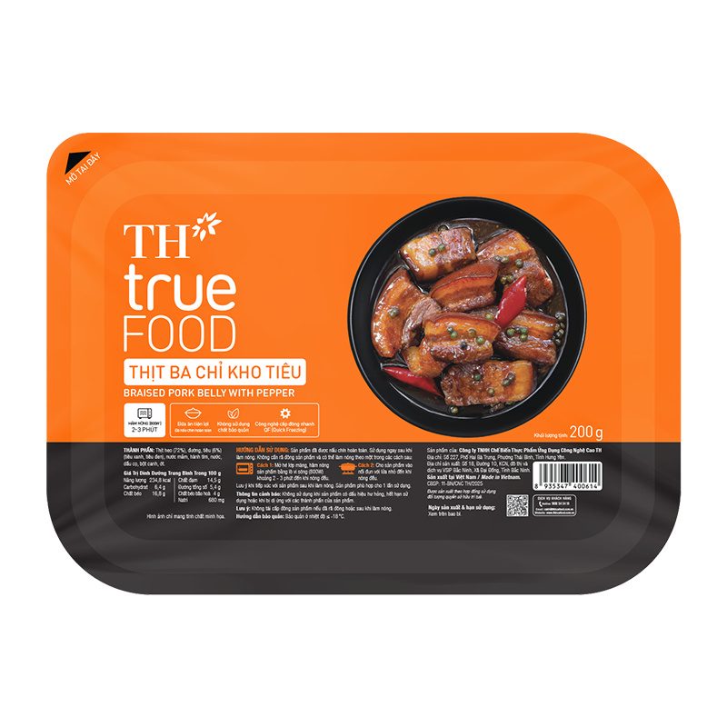 Khay Thịt Ba Chỉ Kho Tiêu TH true FOOD 200 g