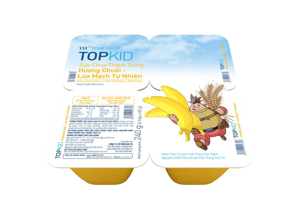 Lốc Sữa Chua Thanh Trùng Hương Chuối - Lúa Mạch Tự Nhiên TH true YOGURT TOPKID 60 g