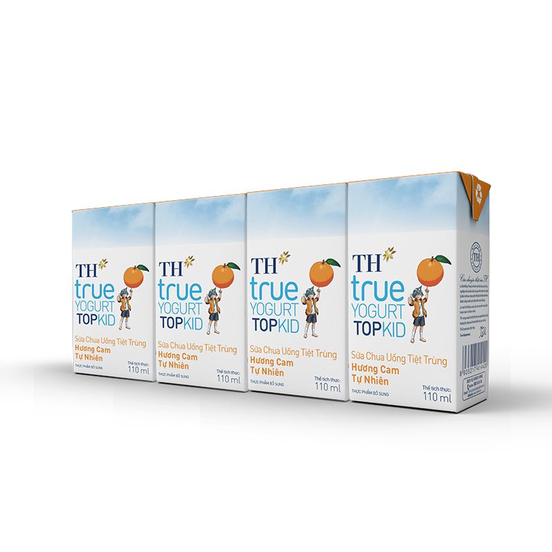 Lốc Sữa Chua Uống Tiệt Trùng Hương Cam Tự Nhiên TH true YOGURT TOPKID 110 ml