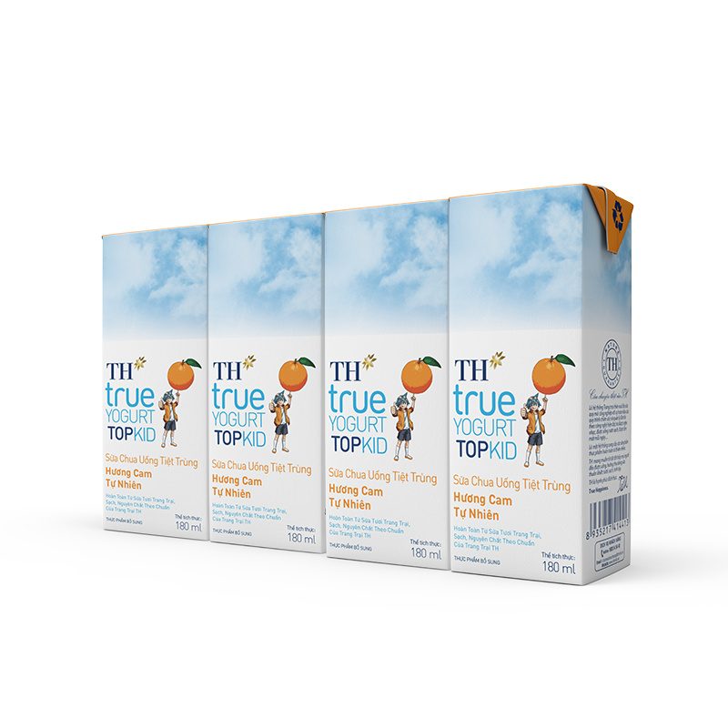 Lốc Sữa Chua Uống Tiệt Trùng Hương Cam Tự Nhiên TH true YOGURT TOPKID 180ml
