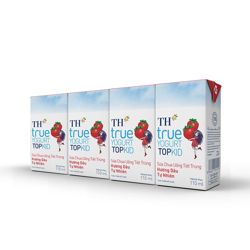 Lốc Sữa Chua Uống Tiệt Trùng Hương Dâu Tự Nhiên TH true YOGURT TOPKID 110 ml