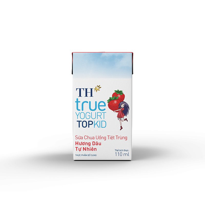 Lốc Sữa Chua Uống Tiệt Trùng Hương Dâu Tự Nhiên TH true YOGURT TOPKID 110 ml ảnh 2