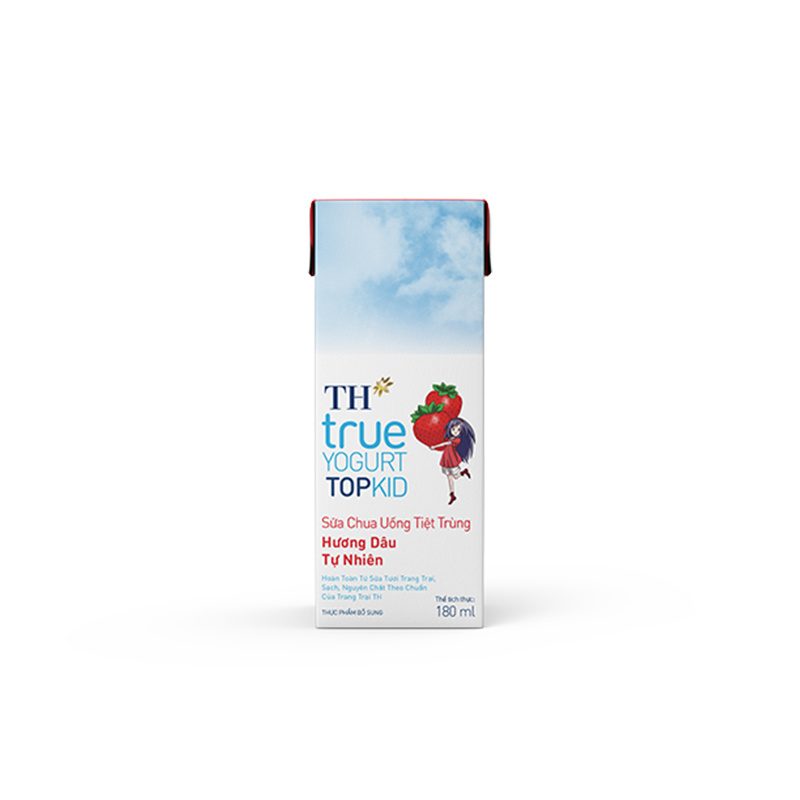 Lốc Sữa Chua Uống Tiệt Trùng Hương Dâu Tự Nhiên TH true YOGURT TOPKID 180ml ảnh 2