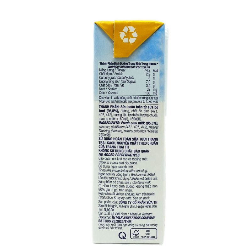 Lốc Sữa Tươi Tiệt Trùng Hương Chuối TH true MILK 180 ml ảnh 6