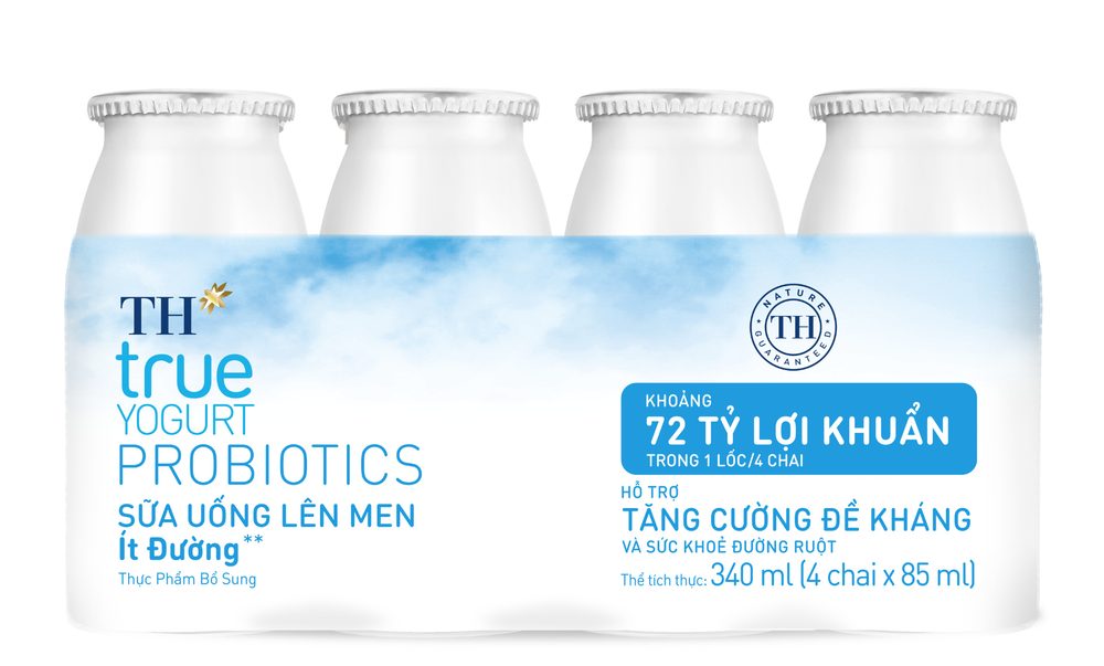 Lốc Sữa Uống Lên Men Ít Đường TH true YOGURT PROBIOTICS 85 ml