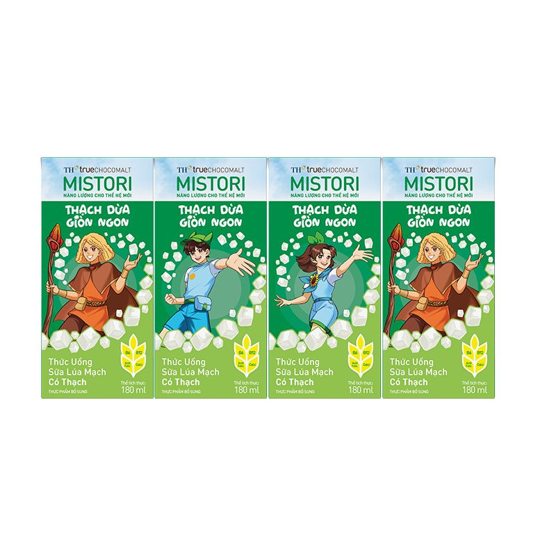 Lốc Thức uống Sữa Lúa mạch Có Thạch TH true CHOCOMALT MISTORI 180 ml