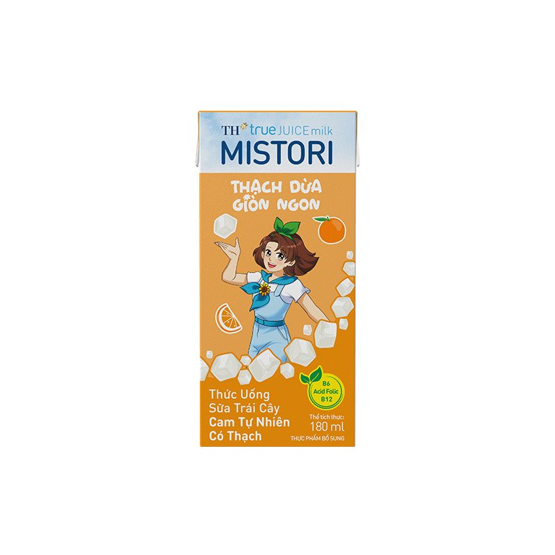 Lốc Thức uống Sữa Trái Cây Cam Tự Nhiên Có Thạch TH true JUICE milk MISTORI 180 ml ảnh 2