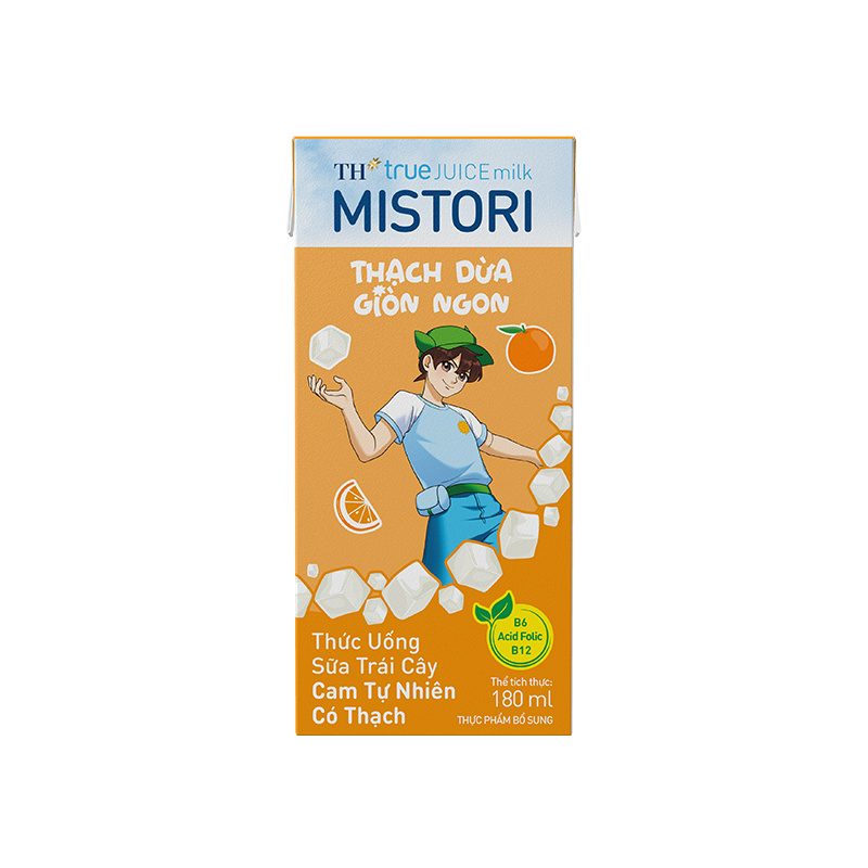 Lốc Thức uống Sữa Trái Cây Cam Tự Nhiên Có Thạch TH true JUICE milk MISTORI 180 ml ảnh 4