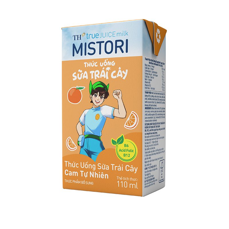 Lốc Thức Uống Sữa Trái Cây Cam Tự Nhiên TH true JUICE milk MISTORI 110ml ảnh 3