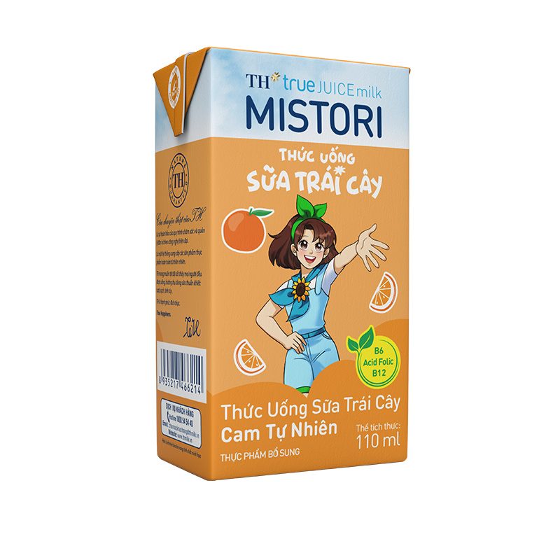 Lốc Thức Uống Sữa Trái Cây Cam Tự Nhiên TH true JUICE milk MISTORI 110ml ảnh 4