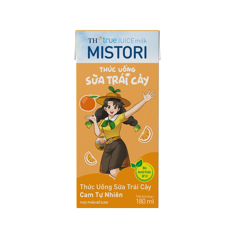 Lốc Thức uống Sữa Trái Cây Cam Tự Nhiên TH true JUICE milk MISTORI 180 ml ảnh 2