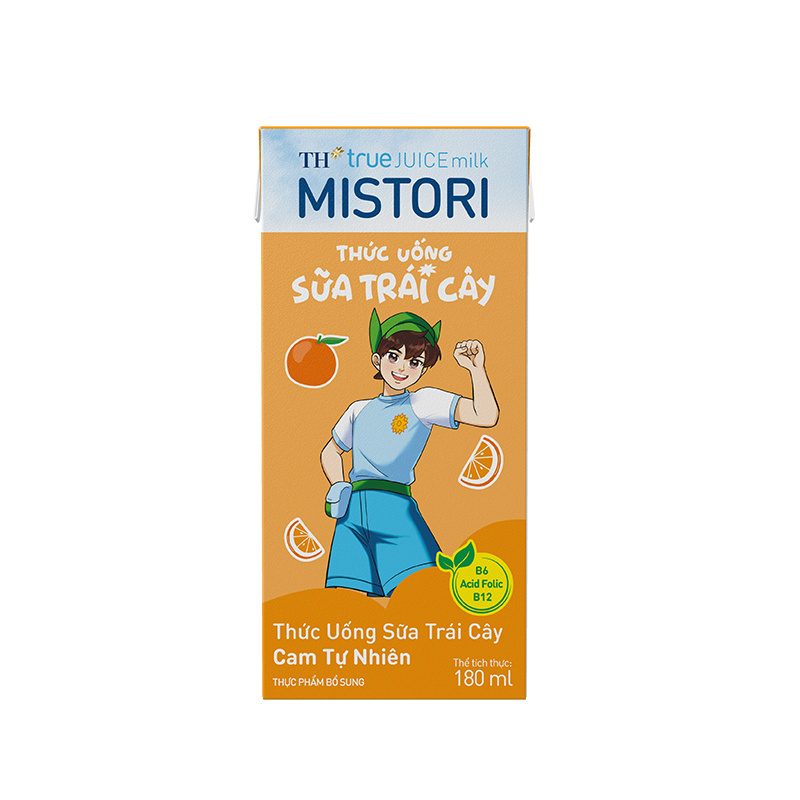 Lốc Thức uống Sữa Trái Cây Cam Tự Nhiên TH true JUICE milk MISTORI 180 ml ảnh 3