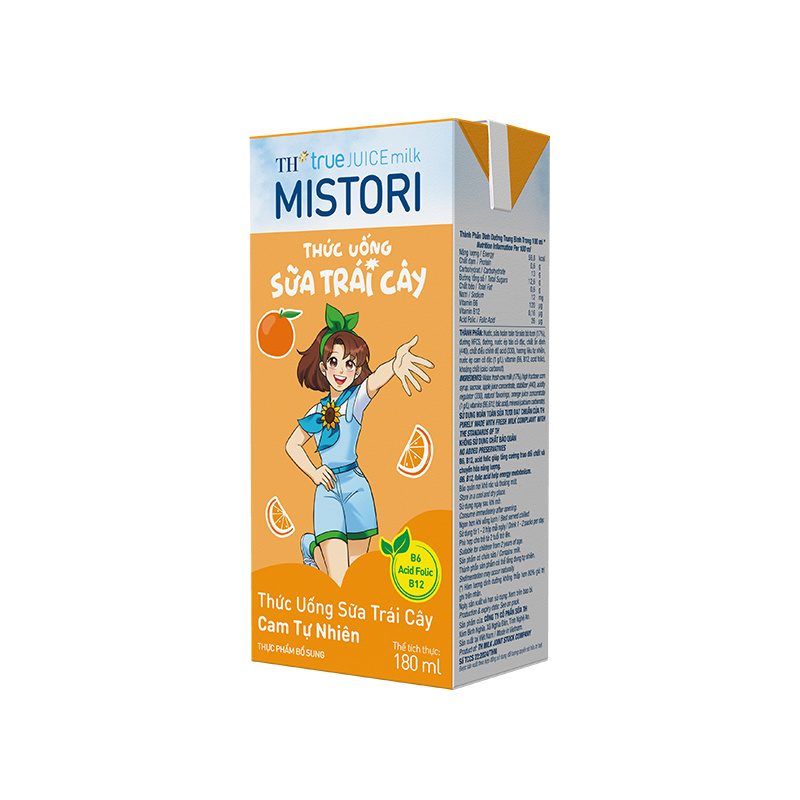 Lốc Thức uống Sữa Trái Cây Cam Tự Nhiên TH true JUICE milk MISTORI 180 ml ảnh 4