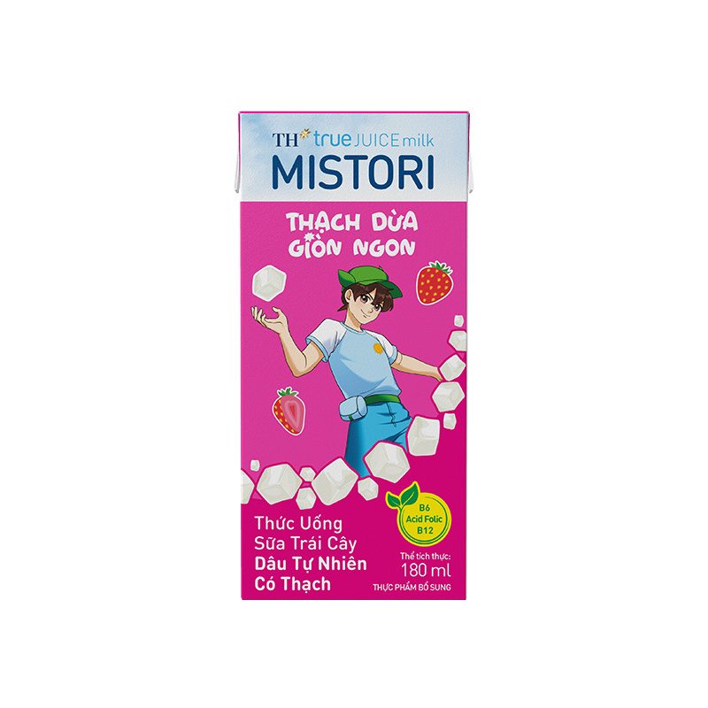 Lốc Thức uống Sữa Trái Cây Dâu Tự Nhiên Có Thạch TH true JUICE milk MISTORI 180 ml ảnh 4