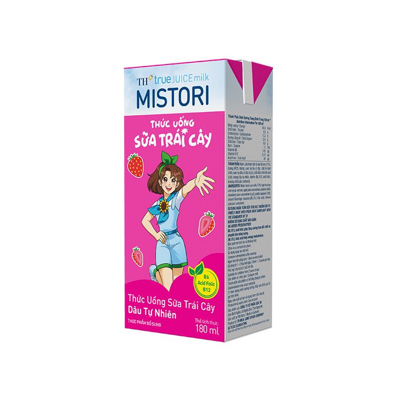 Lốc Thức uống Sữa Trái Cây Dâu Tự Nhiên TH true JUICE milk MISTORI 180 ml ảnh 4