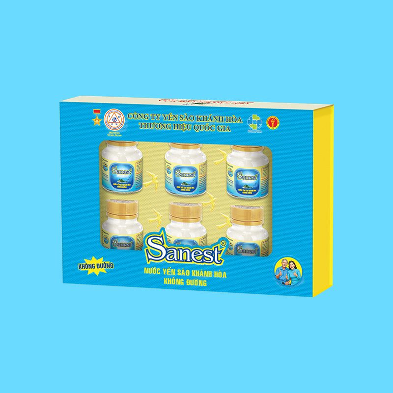 Nước yến sào Khánh Hòa Sanest không đường dành cho người cao tuổi hộp 6 lọ 70ml