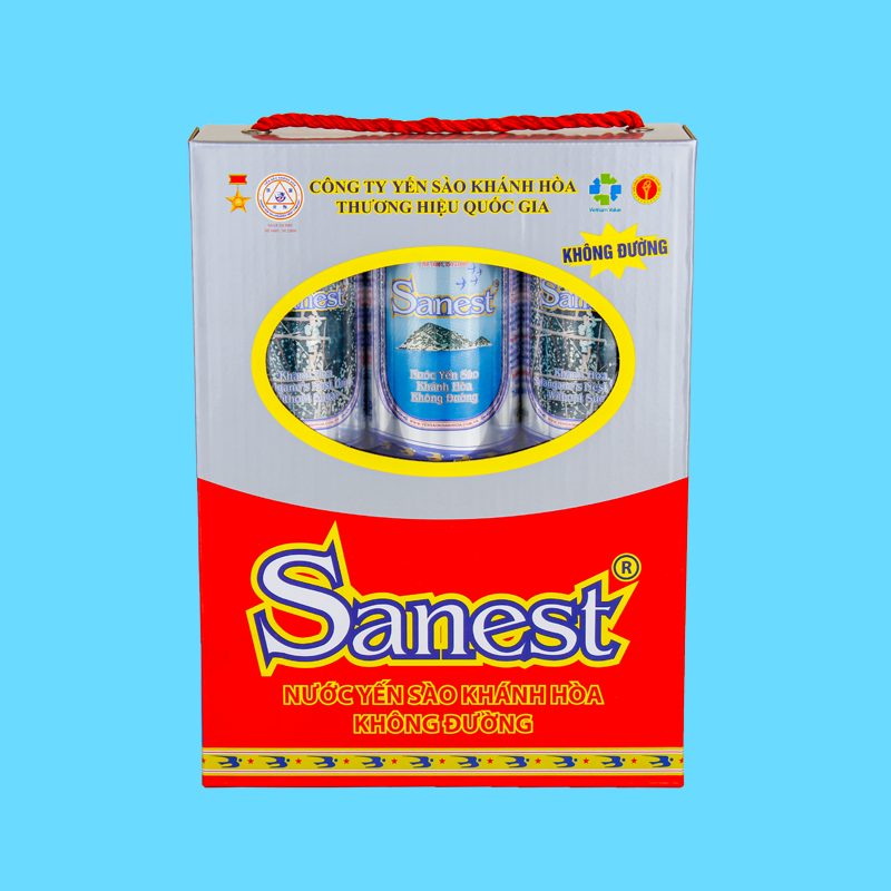 Nước yến sào Khánh Hòa Sanest không đường hộp 6 lon 190ml