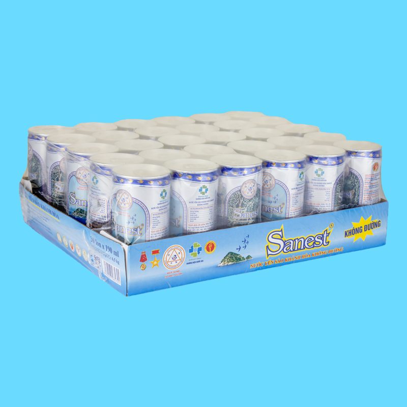 Nước yến sào Khánh Hòa Sanest không đường Khay 30 lon 190ml