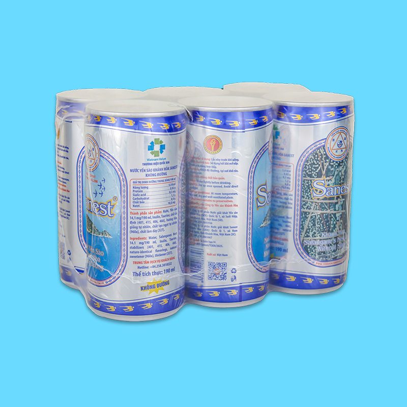 Nước yến sào Khánh Hòa Sanest không đường lốc 6 lon 190ml
