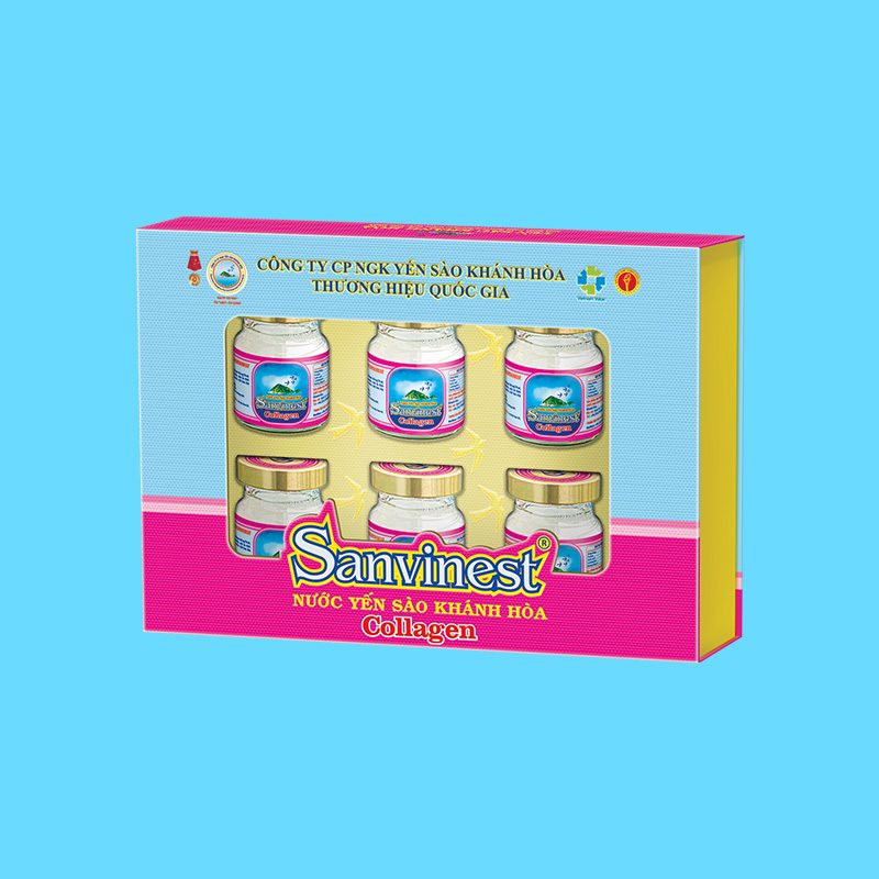 Nước yến sào Khánh Hòa Sanvinest Collagen hộp 6 lọ 70 ml