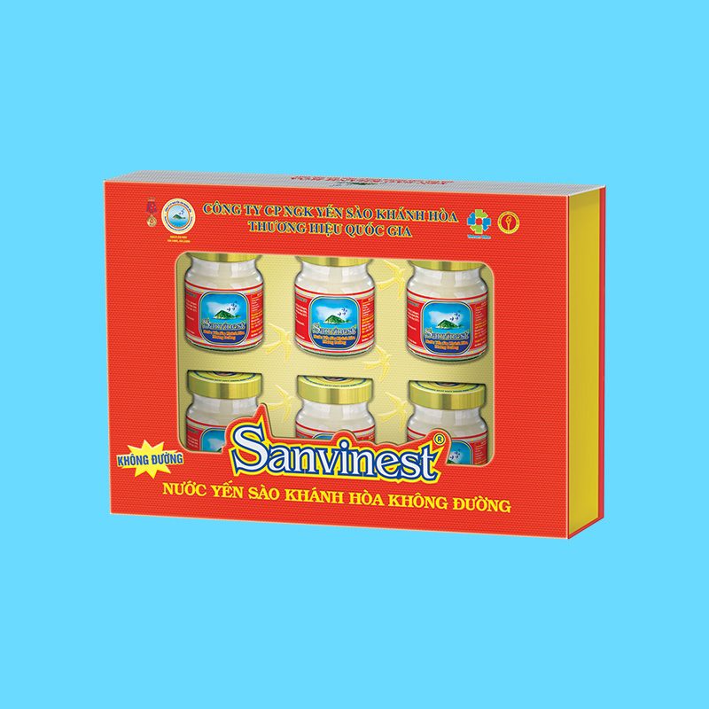 Nước yến sào Khánh Hòa Sanvinest hộp 6 lọ không đường 70 ml hộp quà tặng