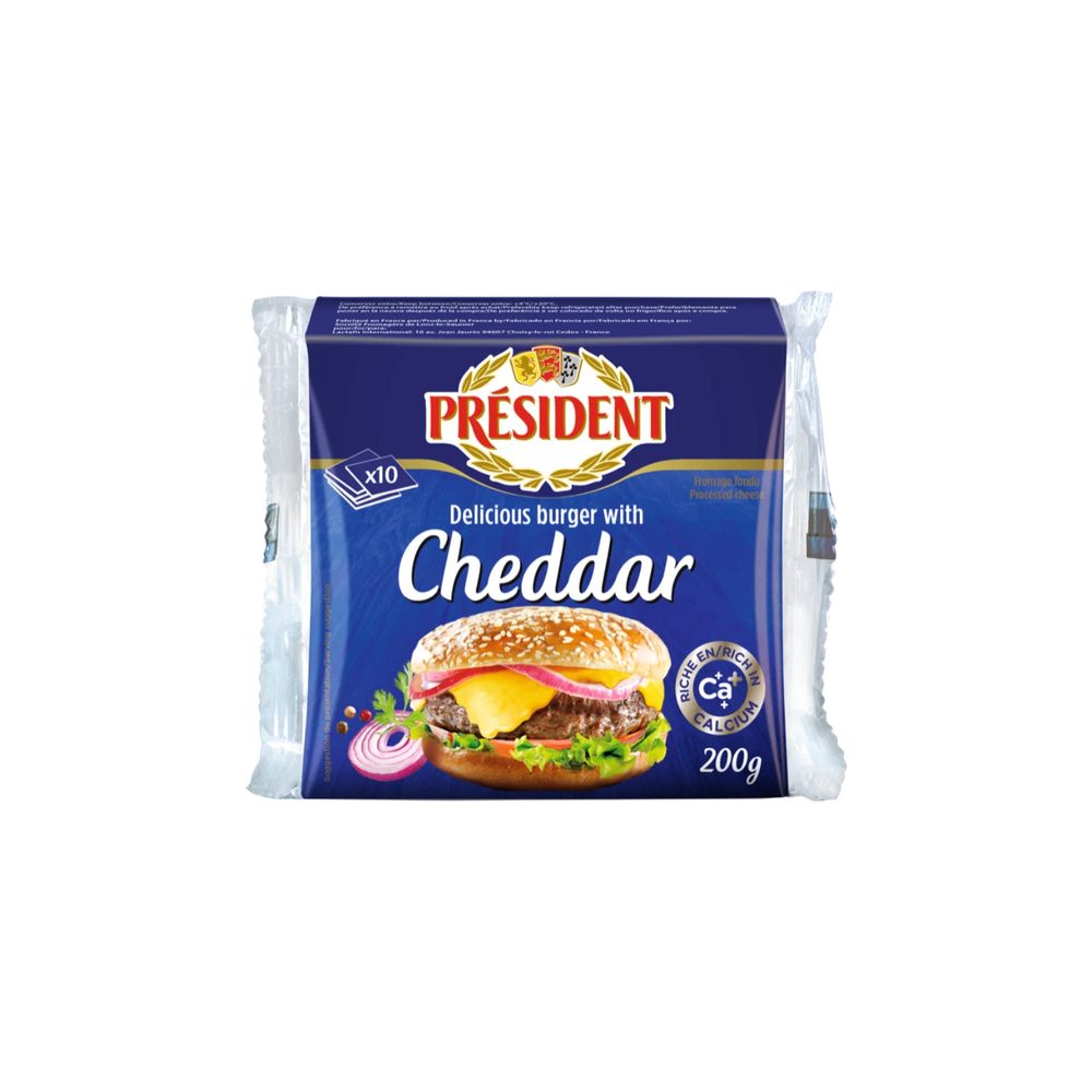 Phô mai lát chế biến vị Cheddar Président (Burger)