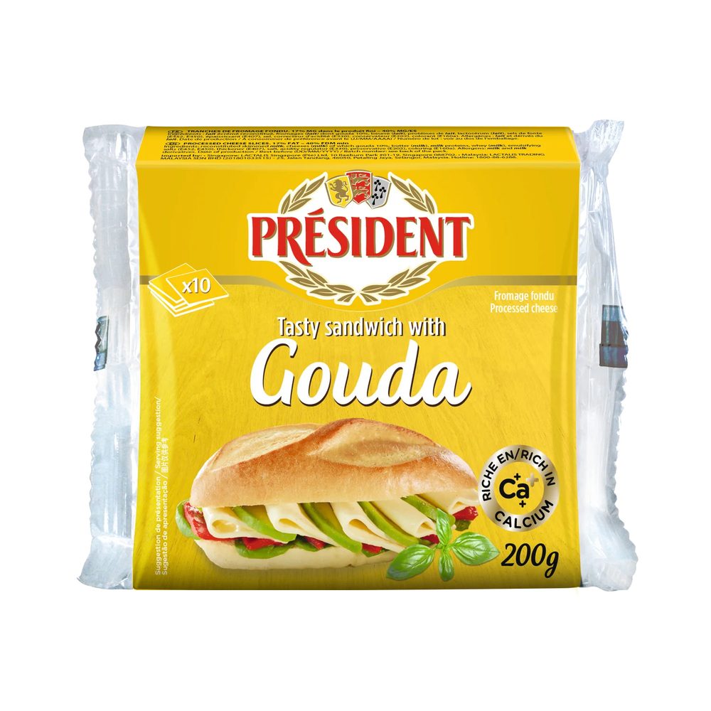 Phô mai lát chế biến vị Gouda Président 200g