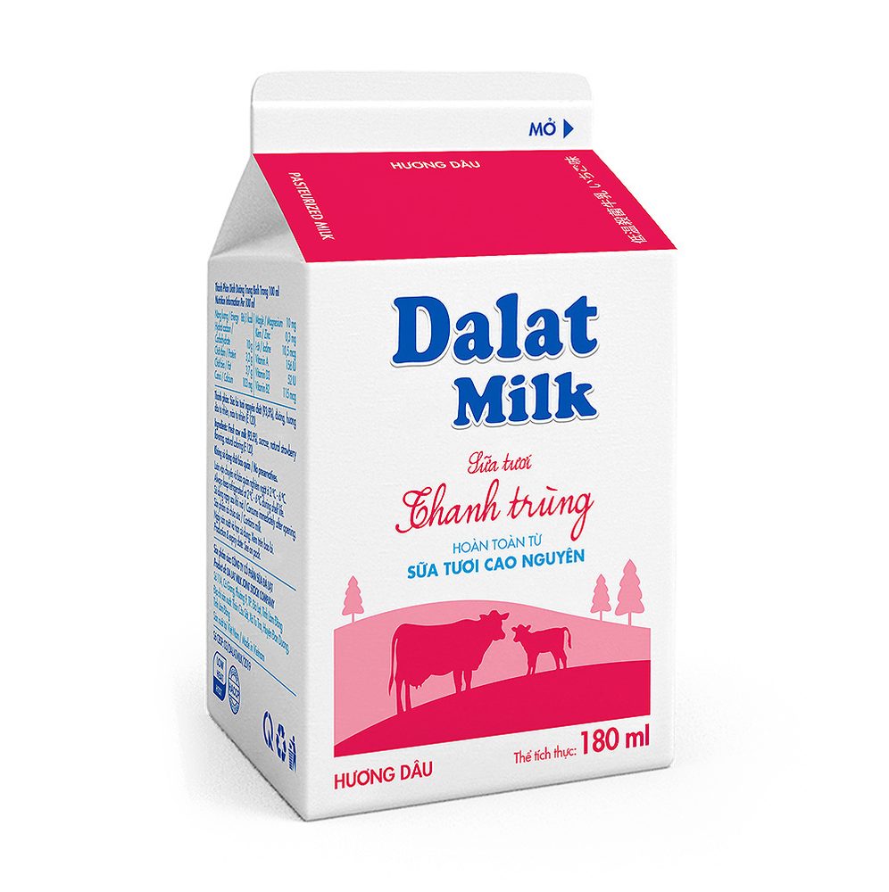 Sữa Tươi Thanh Trùng Hương Dâu 180ml