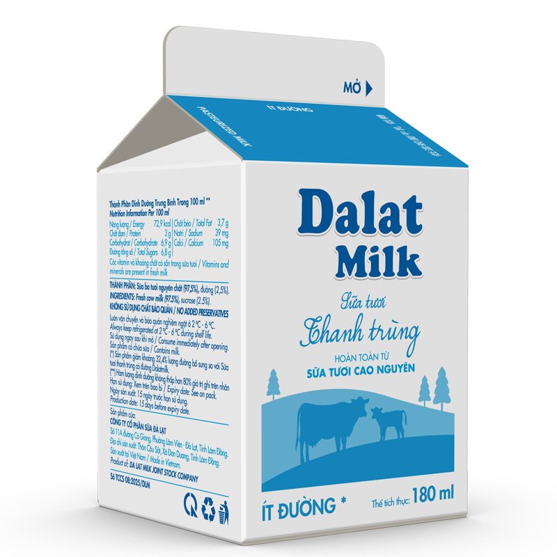 Sữa Tươi Thanh Trùng Ít Đường 180 ml ảnh 2