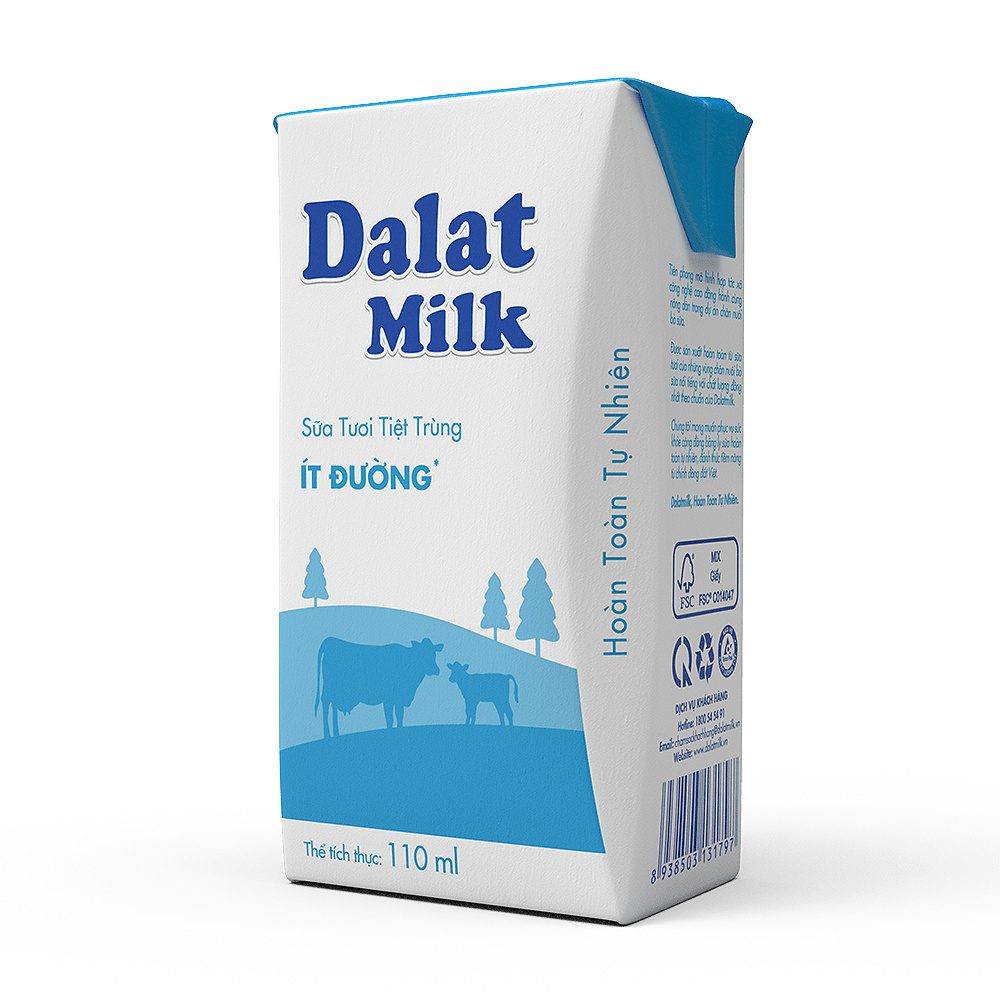 Sữa Tươi Tiệt Trùng Ít Đường 110ml