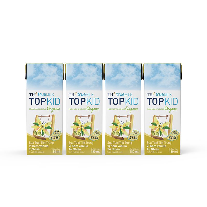Sữa Tươi Tiệt Trùng Vị Kem Vanilla Tự Nhiên TH true MILK TOPKID 180 ml