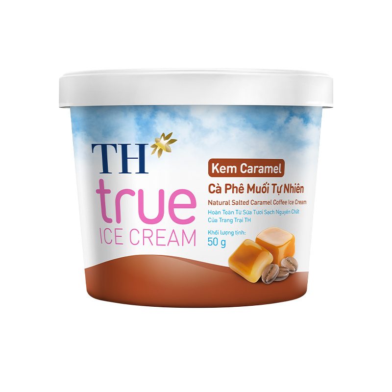 Thùng 16 Hộp Kem Hộp Caramel Cà Phê Muối Tự Nhiên TH true ICE CREAM 50g ảnh 2
