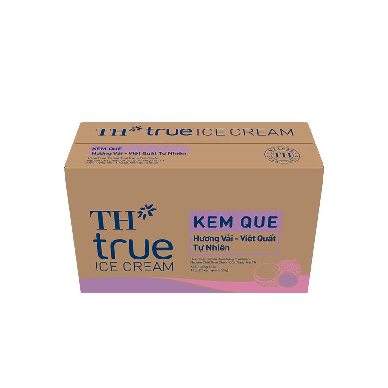 Thùng 20 Que Kem Hương Vải Việt Quất Tự Nhiên TH true ICE CREAM