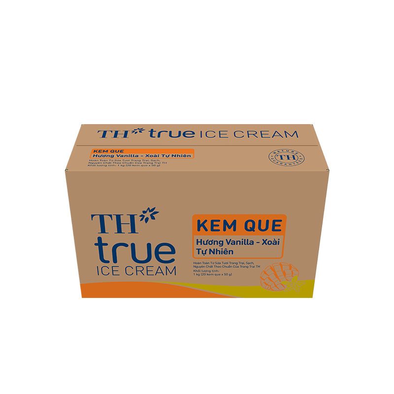 Thùng 20 Que Kem Hương Vanilla Xoài Tự Nhiên TH true ICE CREAM