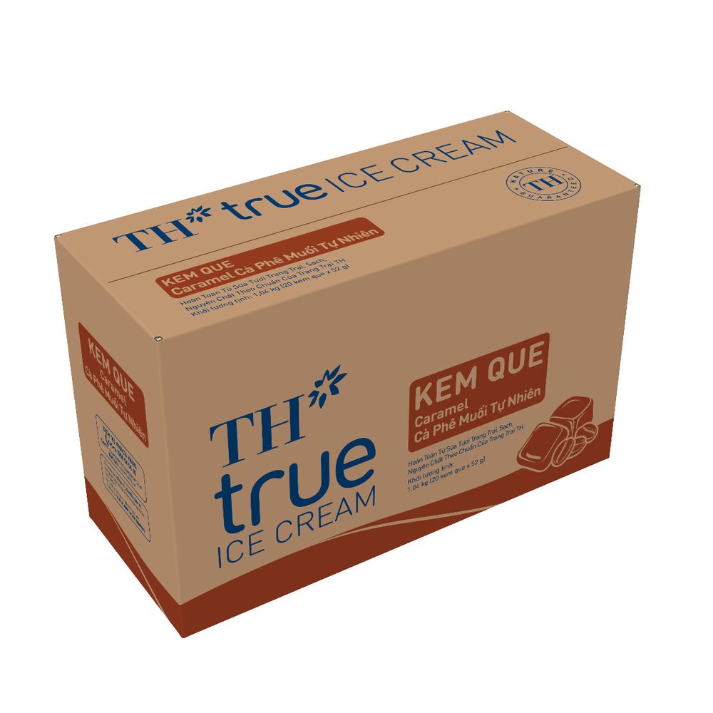 Thùng 20 Que Kem Que Caramel Cà Phê Muối Tự Nhiên TH true ICE CREAM 52g ảnh 2