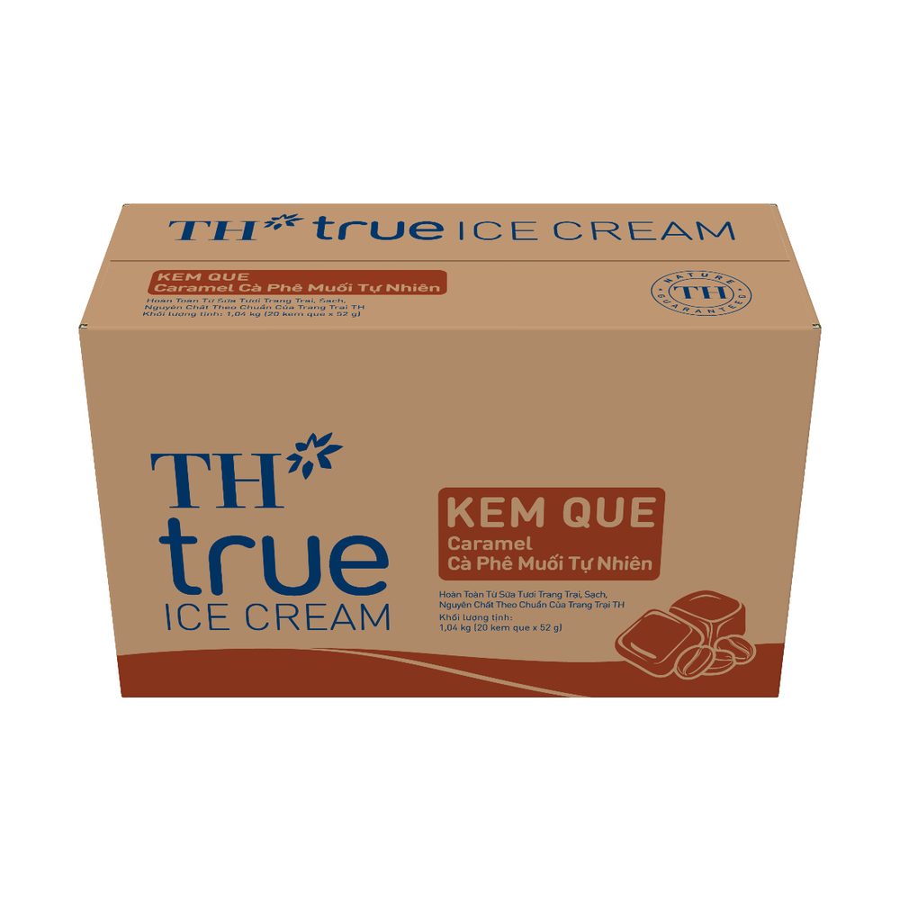 Thùng 20 Que Kem Que Caramel Cà Phê Muối Tự Nhiên TH true ICE CREAM 52g ảnh 3