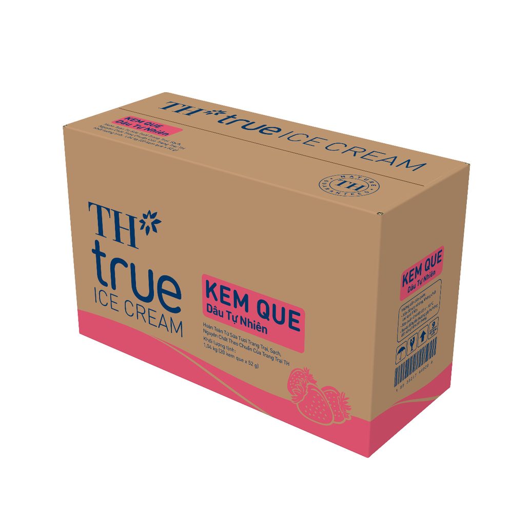 Thùng 20 Que Kem Que Dâu TH true ICE CREAM 52 g