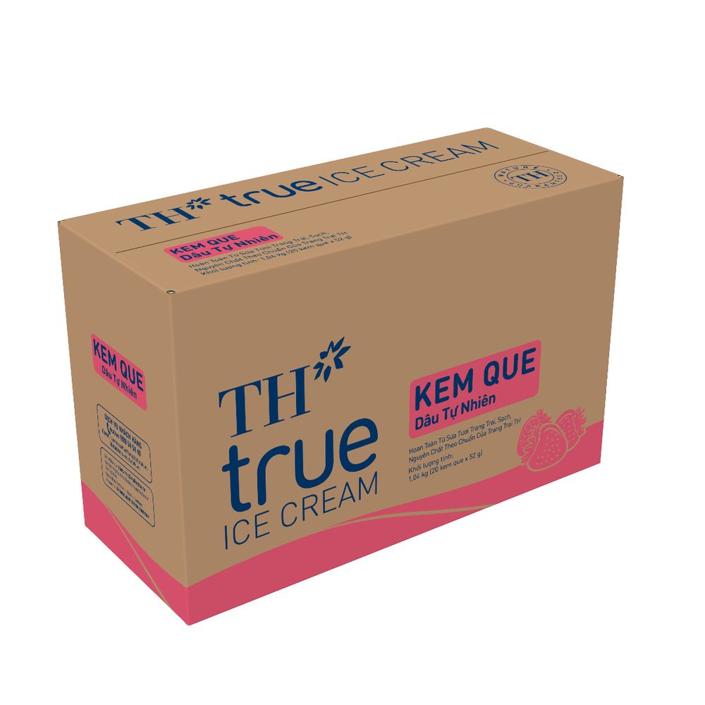 Thùng 20 Que Kem Que Dâu TH true ICE CREAM 52 g ảnh 2